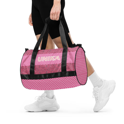 Pink eyes inspired all-over print gym bag
