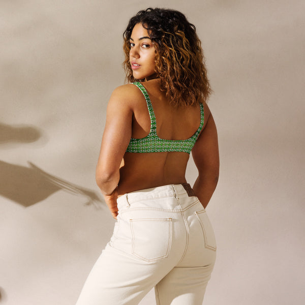 Recycled padded bikini top in eye colors