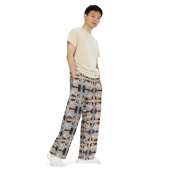 All-over print unisex wide-leg pants in eye colors